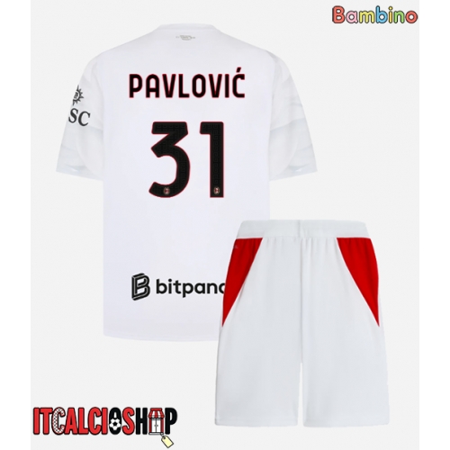 AC Milan Strahinja Pavlovic #31 Seconda Maglia Bambino 2026-27 Manica Corta (+ Pantaloni corti)